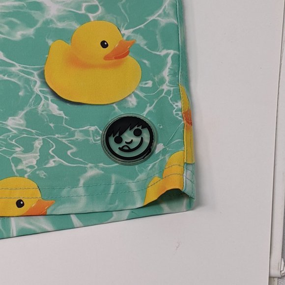 Neff Green Swim Trunks with Yellow Duck Print - Picture 7 of 13